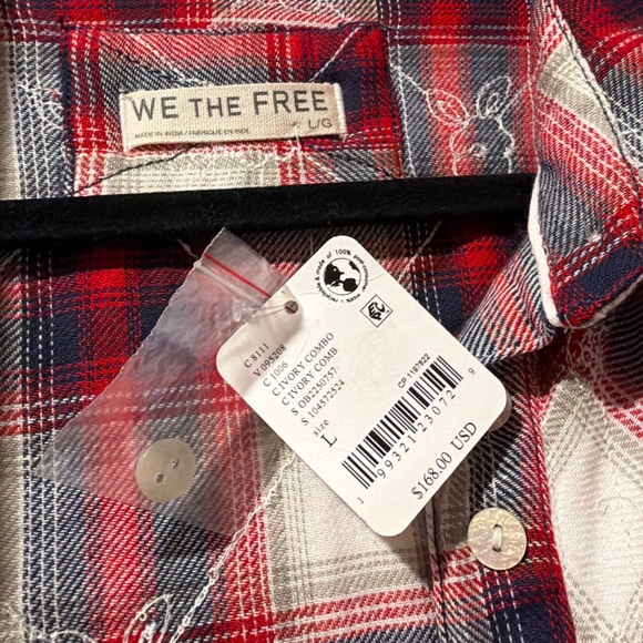 We The Free Red, Navy & White Plaid Button-Up Shirt Jacket 🔥 - Picture 3 of 5